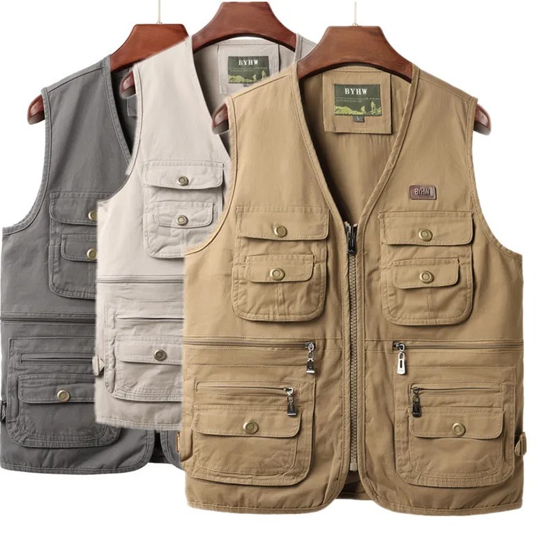 Safari Outdoor Hunting Jackets - سترة رجالية متعددة الجيوب بدون أكمام،