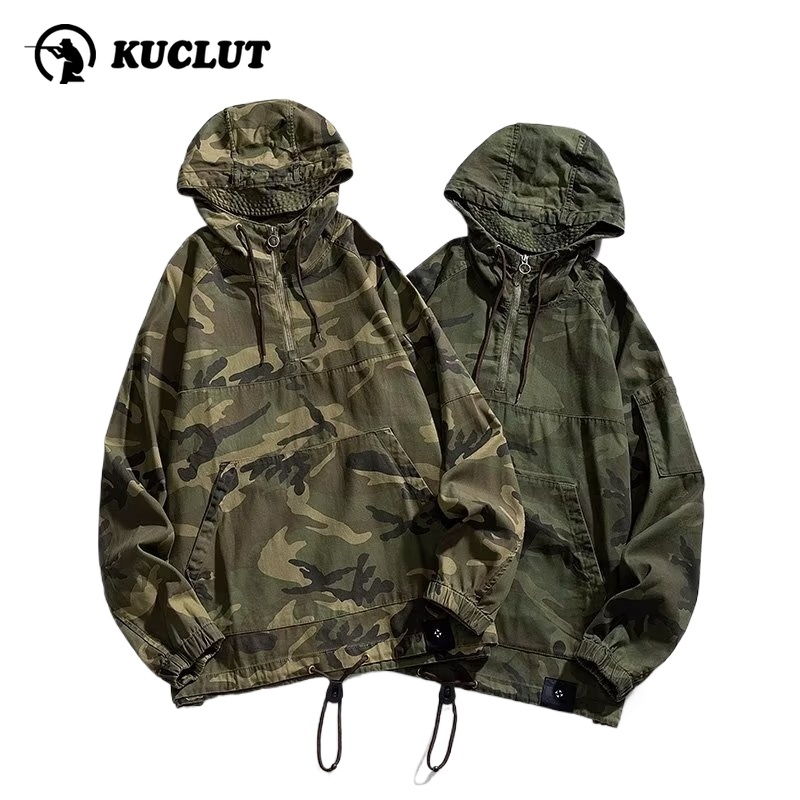 Safari Outdoor Hunting Jackets - العصرية ملابس خارجية الربيع مقنعين سترة