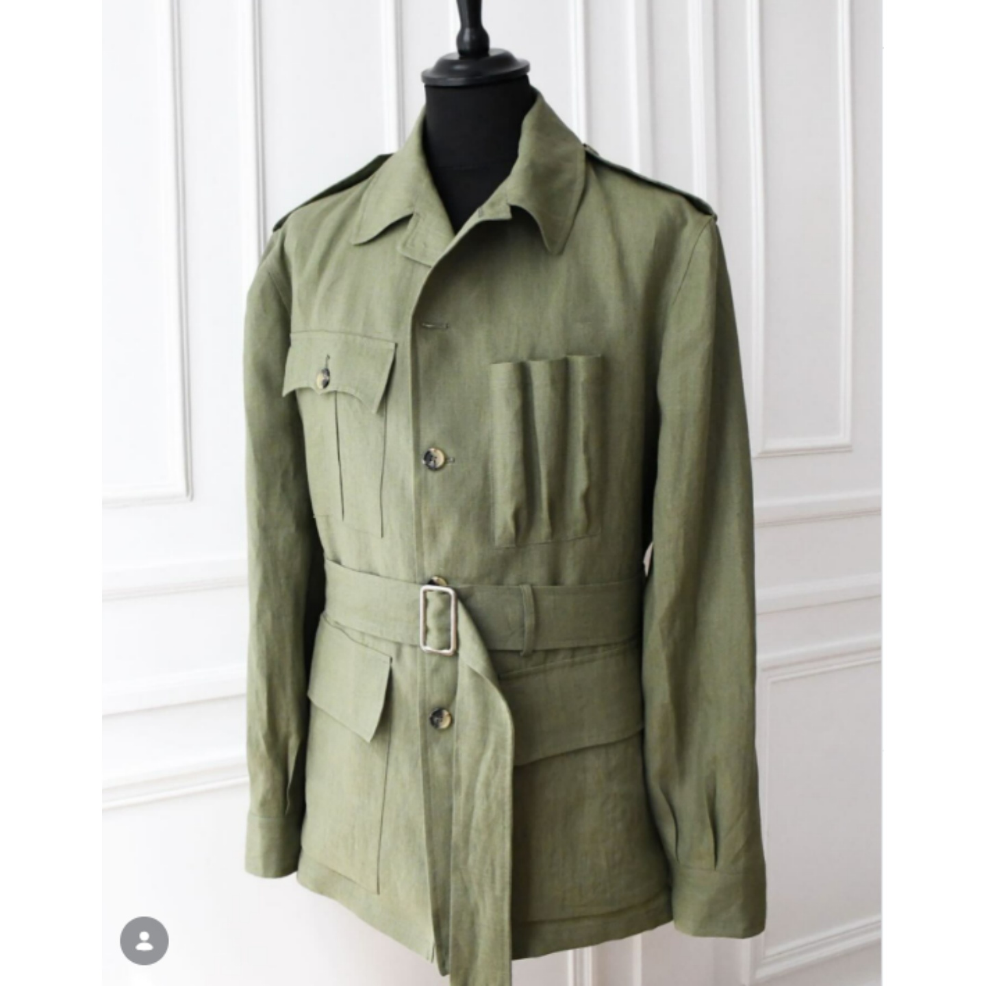 Safari Outdoor Hunting Jackets - جاكيت سفاري رجالي من الكتان بحزام